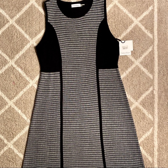 Calvin Klein Dresses & Skirts - NWT Calvin Klein Black and White Sweater Dress